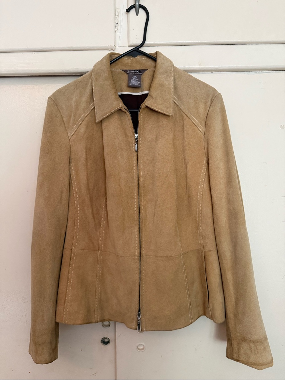 George DESIGNS BY MARK EISEN Women’s Tan Suede Zip-Front Jacket